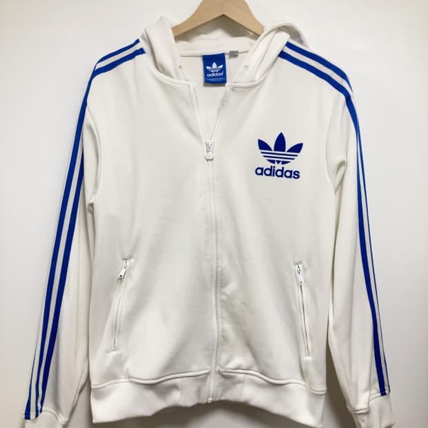 아디다스 화이트 블루 후드 집업 흰파 자켓 져지 트랙탑