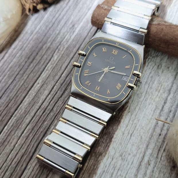 정품 오메가 컨스틸레이션 남여공용 18k 콤비 하프바 쿼츠시계