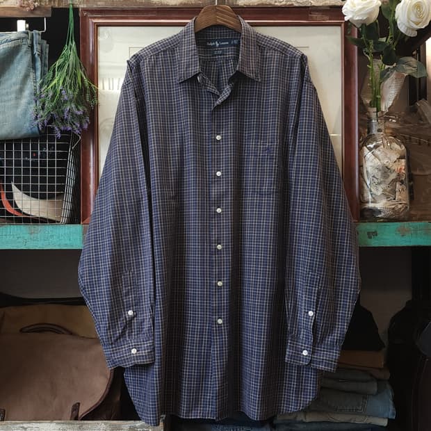 90s 폴로 랄프로렌 체크셔츠 빅사이즈 포켓셔츠 xl