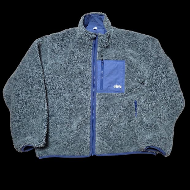 [L] 스투시 쉐르파 리버시블 자켓 블루스톤