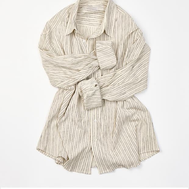 모마디자인 CP Pleats stripe ivory 아이보리 셔츠 50