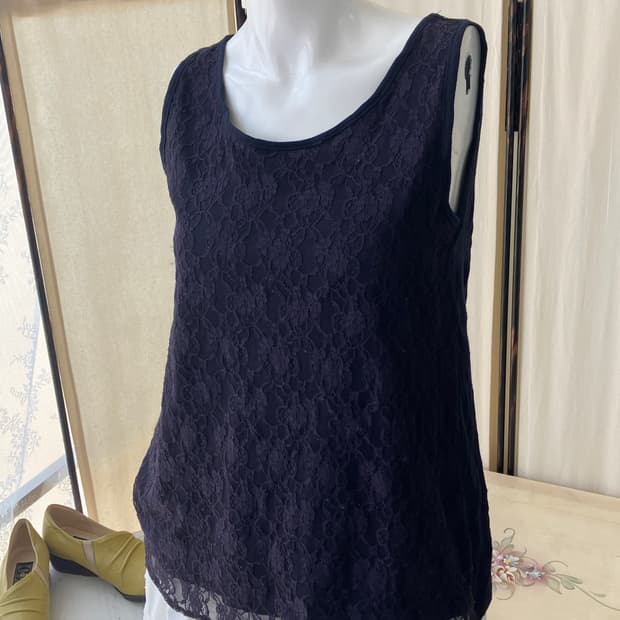 navy lace layered sleeveless