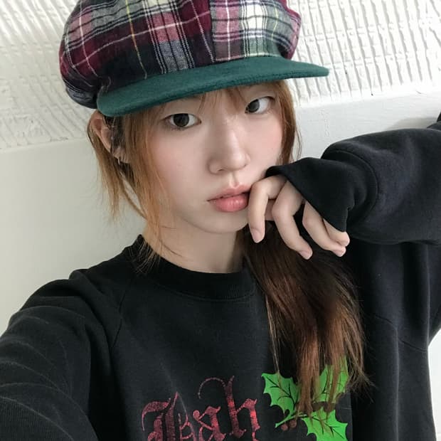 빈티지 체크 아메카지 빵모자