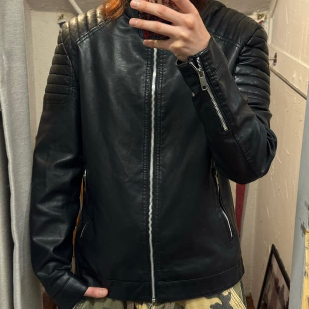 빈티지 퀄팅 하이넥 싱글 라이더 자켓 블랙