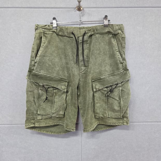 ZARA 자라 빈티지 워싱 밴딩 카고 반바지 카키