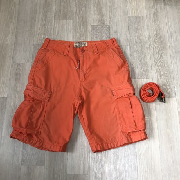 (32) 홀리스터 Hollister 6P 트윌 루즈핏 카고 팬츠 워시드