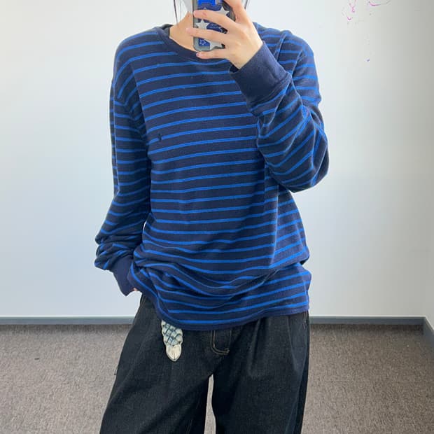 Polo 폴로 네이비 포니 블루 네이비 스트라이프 롱슬리브