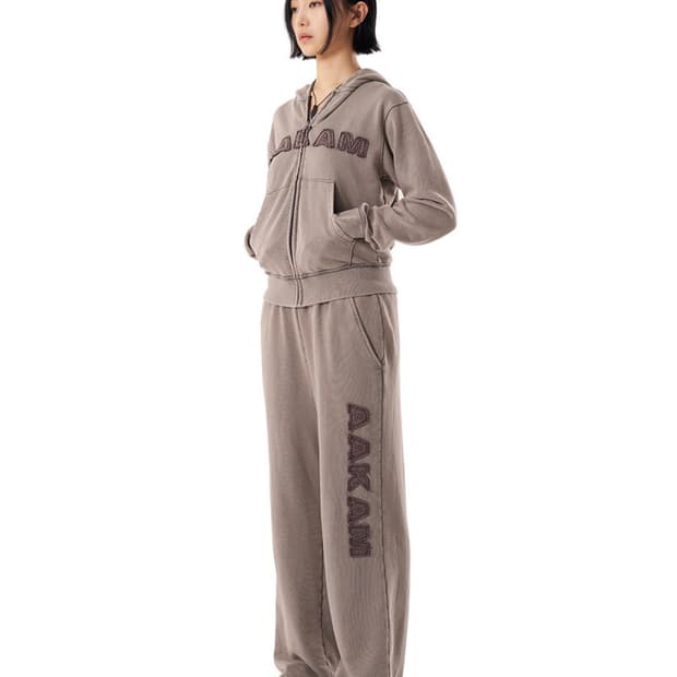 아캄 워시드 로고 스웻팬츠 카키