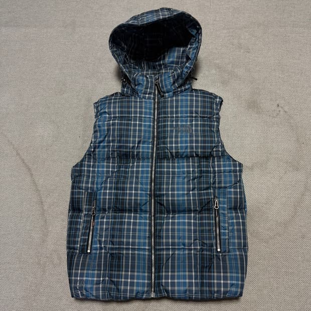 노스페이스 700 체크 패딩조끼