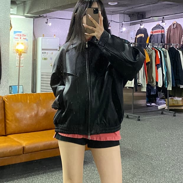 라퍼지스토어 레더 자켓 블랙 B4787