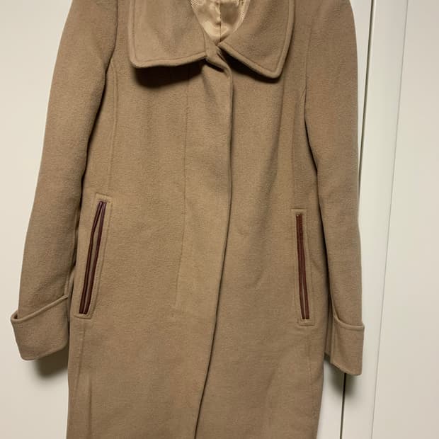 시스템 100%모직 코트 양가죽배색