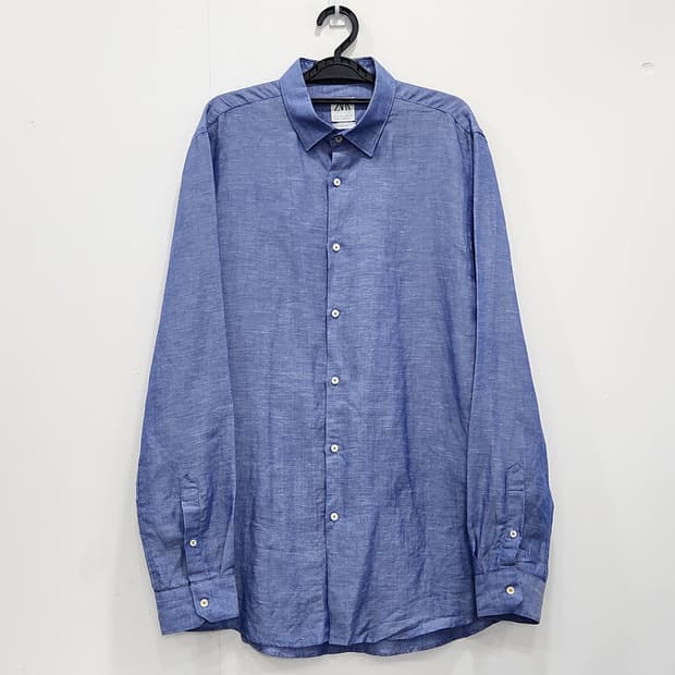 [L] 자라 ZARA 텐셀 린넨 여름 셔츠 블루 남방