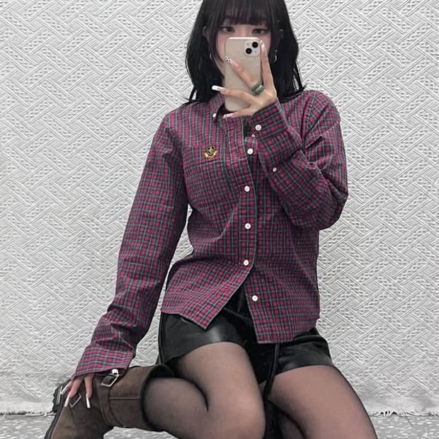 아베크롬비 빈티지 올드스쿨 컨트리 레트로 체크 셔츠 S C11265