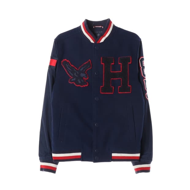 타미힐피거 네이비 울 바시티 자켓 L 12-14