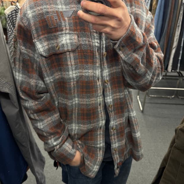 2XL)할리데이비슨 빈티지 자수 플란넬 체크 긴팔셔츠