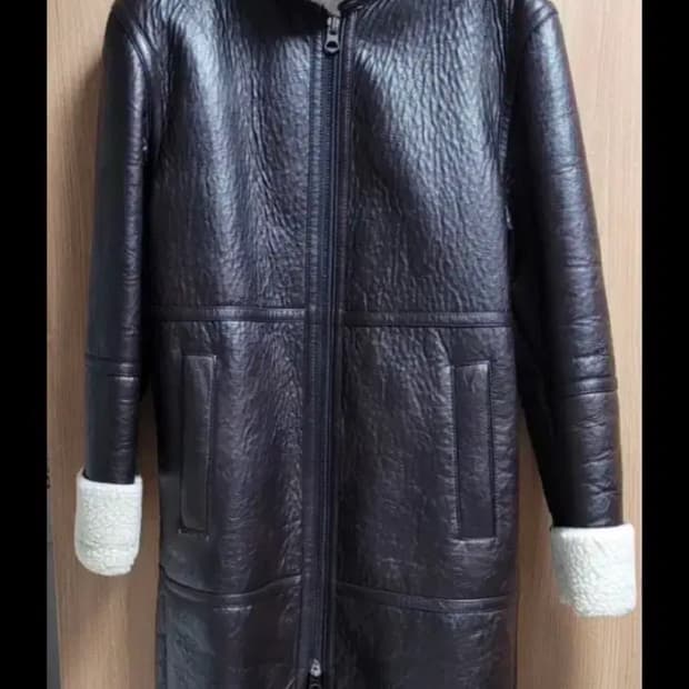 르윗 가죽 롱 무스탕