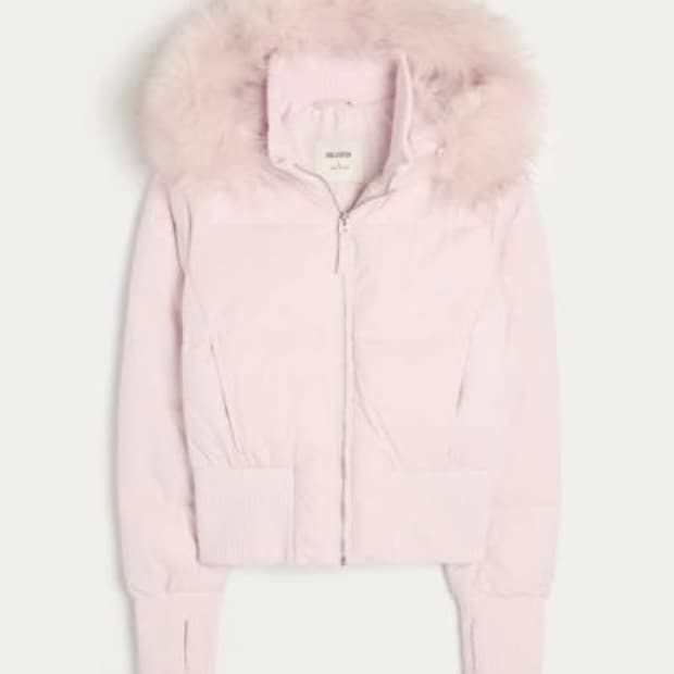 홀리스터 핑크 퍼 패딩 S