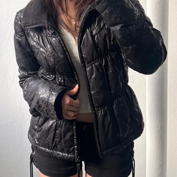 Tomboy Jeans Black Leopard Padded Jacket