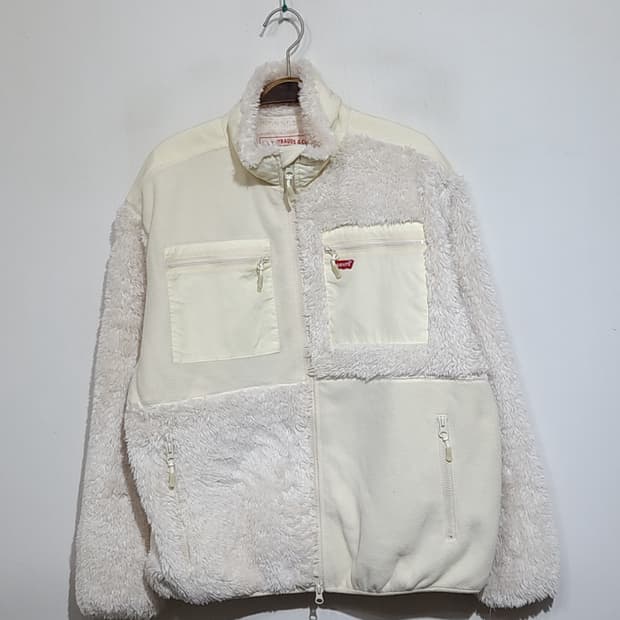 (XL) 리바이스 플리스 점퍼 아이보리 뽀글이 후리스 자켓 