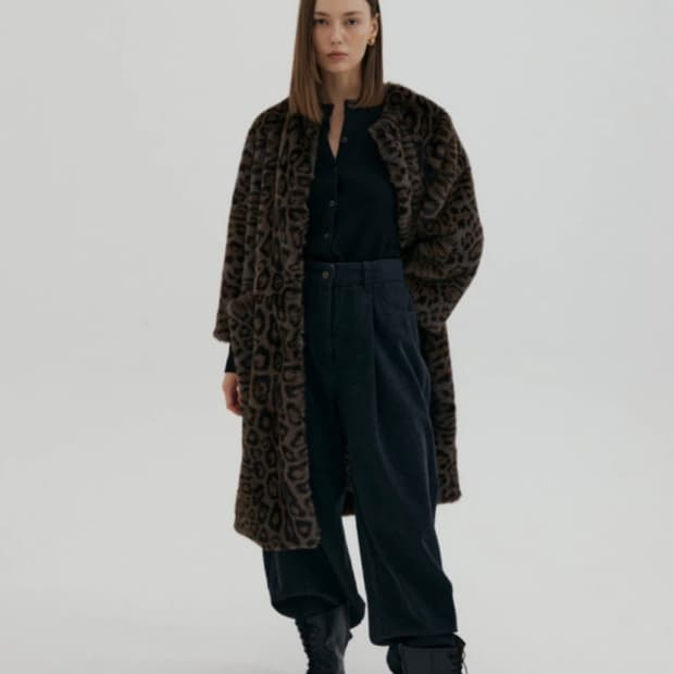 길트프리 GUILTFREE 레오파드 에코퍼 코트