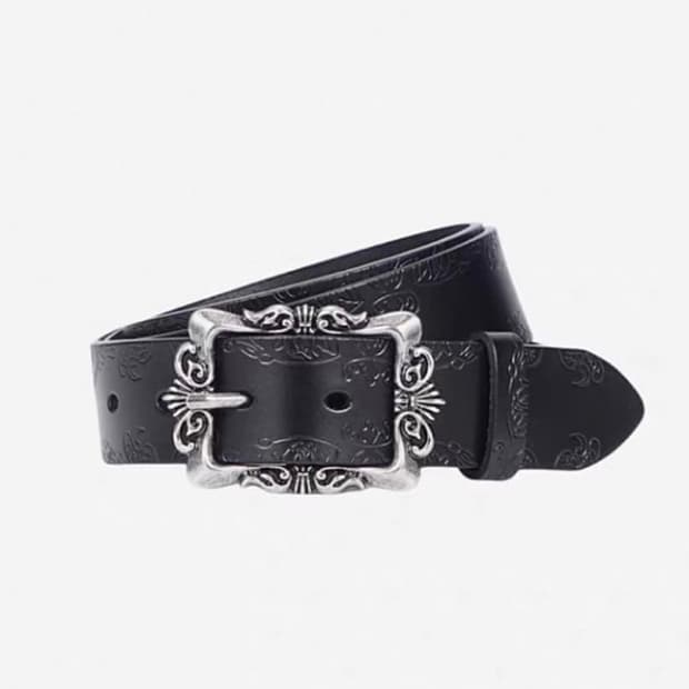 빈티지 크롬 메탈 빅버클 벨트 웨스턴 스타일