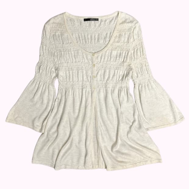 ivory glitter punching cardigan