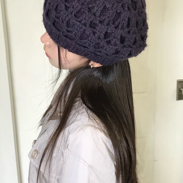 퍼플 코지 니트 베레모