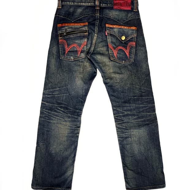 Edwin 레드 패치 데님 팬츠