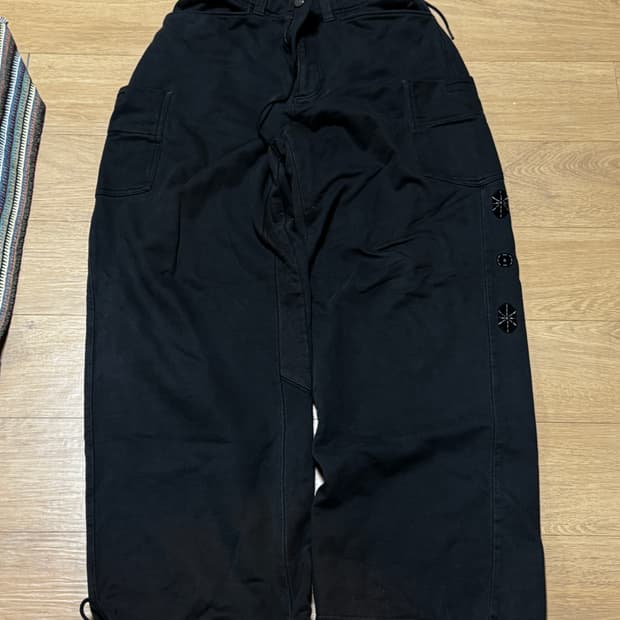 Polyteru side cargo sweat pants