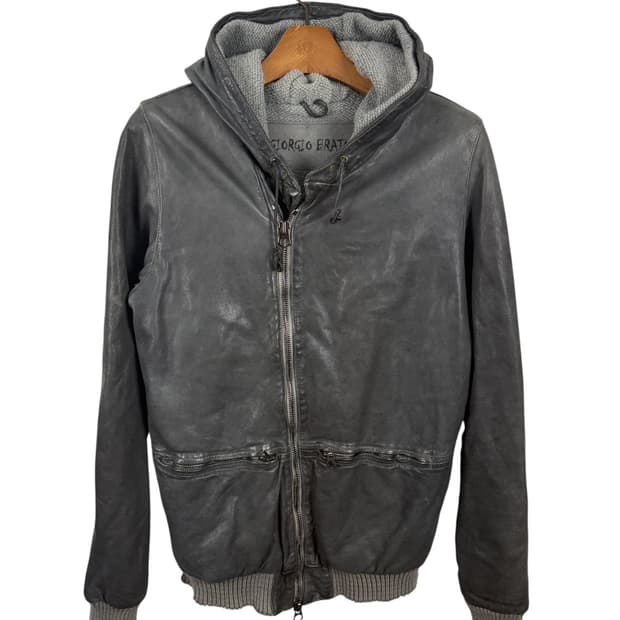 GIORGIO BRATO 조르지오 브라토 후드 가죽 자켓 50사이즈