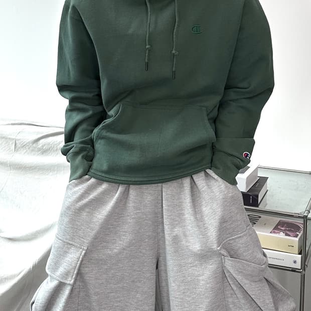 챔피온 어센틱 그린 후드티 M