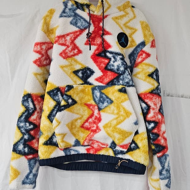 조던 멀티컬러 패턴 플리스 후드티 M