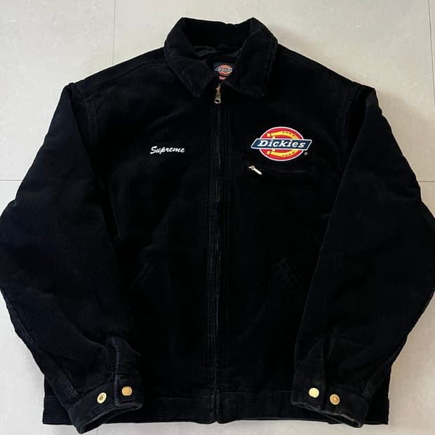 슈프림 X디키즈 블랙 코듀로이 워크자켓