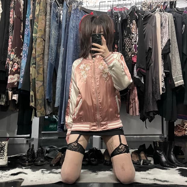플라워 자수 패턴 스카잔