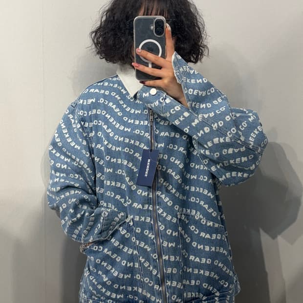L 새상품 위캔더스 웨이브 데님 자켓 블루