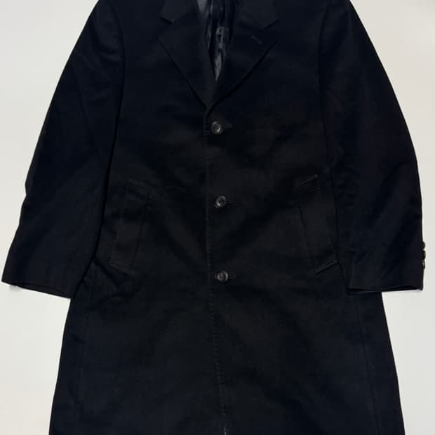 갤럭시 울 캐시미어 100% 미니멀 블랙 코트 L