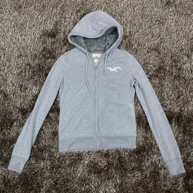 홀리스터 Hollister 그레이 양털 기모 후드집업 S