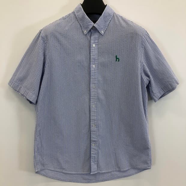 헤지스 시어서커 자수로고 반팔셔츠 100