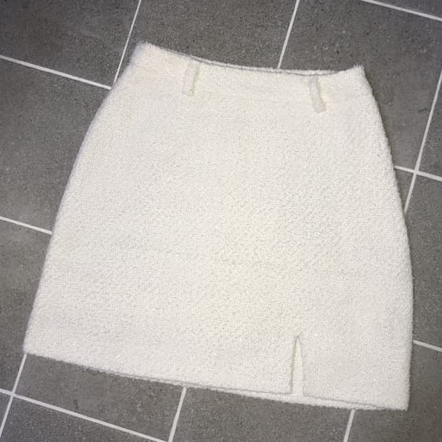 클라따 트윙클 트위드 스커트 화이트