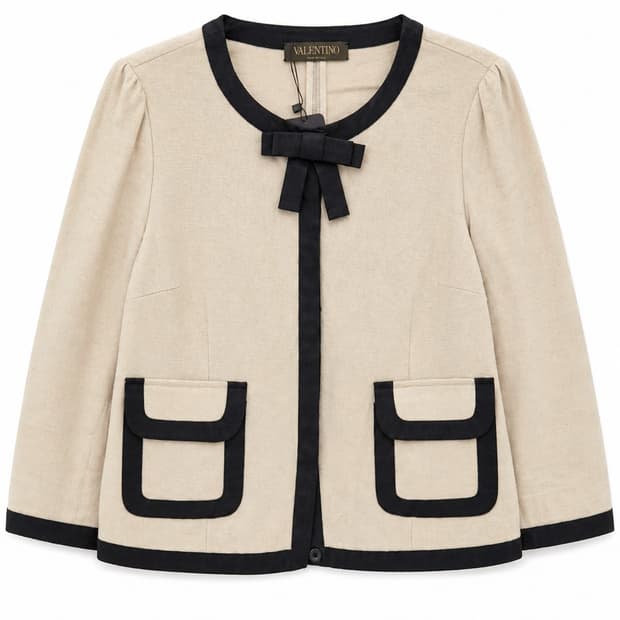 발렌티노 배색 리본 자켓 40