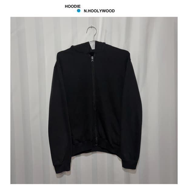 엔할리우드 백프린트 크롭 후드집업