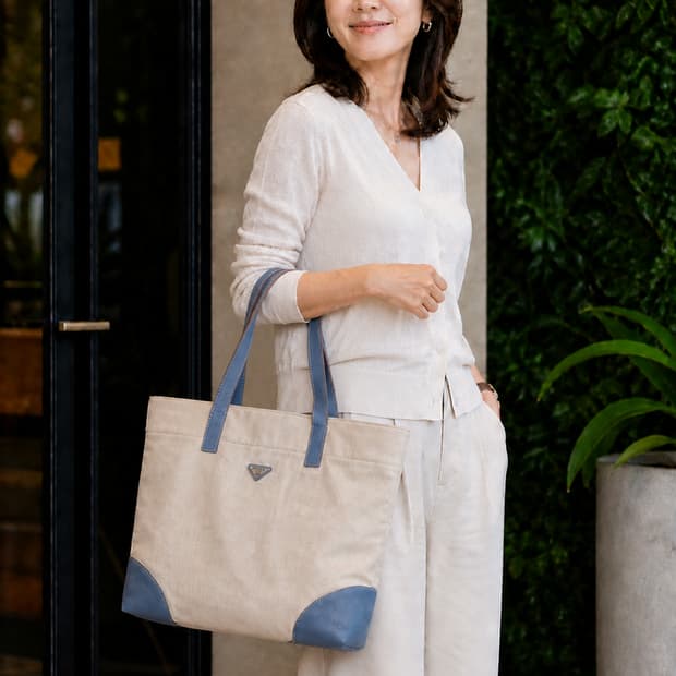 PRADA 베이지 캔버스 토트백 (명품세탁완료)