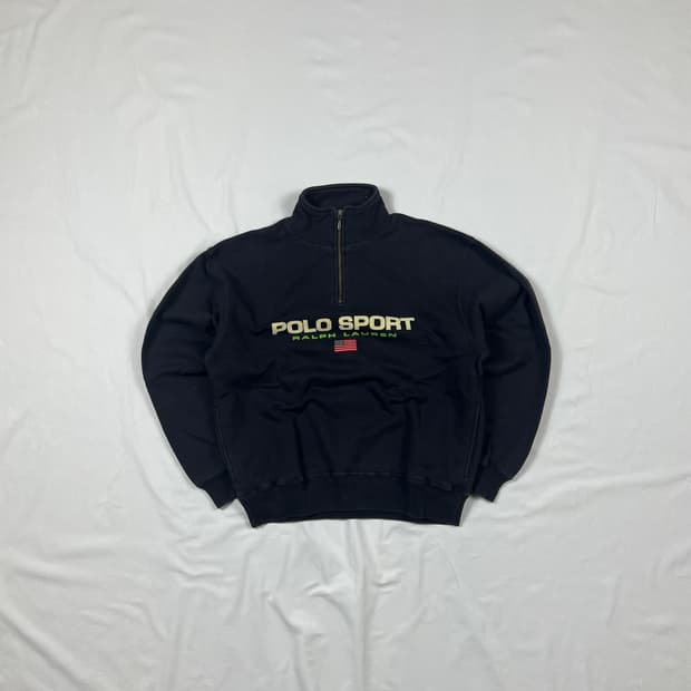 90’s 폴로스포츠 polo sport 스펠아웃 하프집업 스웻셔츠
