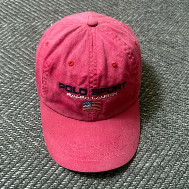 폴로 스포츠 스펠아웃 미국 성조기 핑크 볼캡