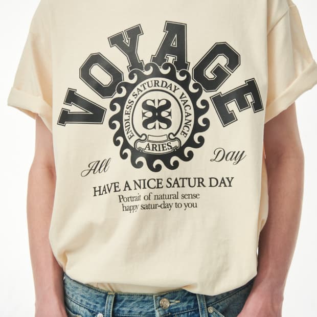 세터 본보야지 컬리지 그래픽 반팔 티셔츠 클라우드 크림 L