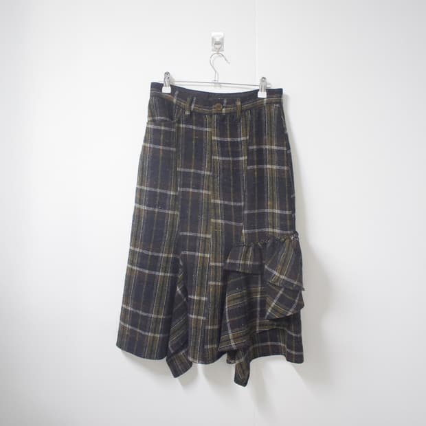pocket check prill wool skirt 