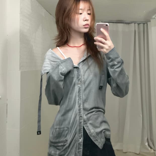 디젤 그런지 워싱 펑크 코튼 후드 가디건