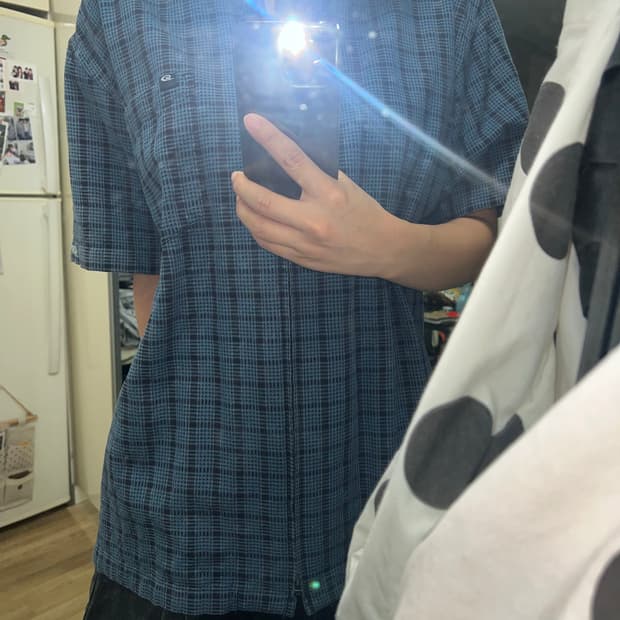 지퍼 체크 셔츠
