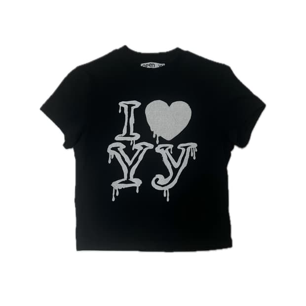Openyy 오픈와이와이 iloveyy 크롭 블랙 티셔츠