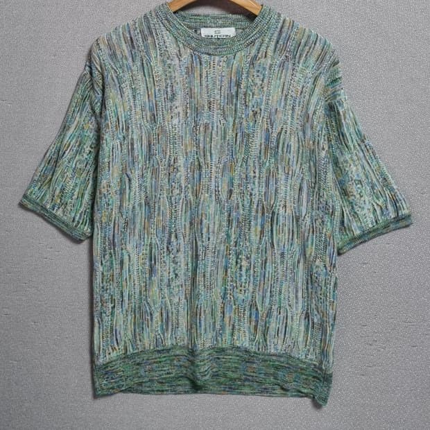 실측 M (95) 일본 빈티지 쿠지st 케이블 니트 반팔